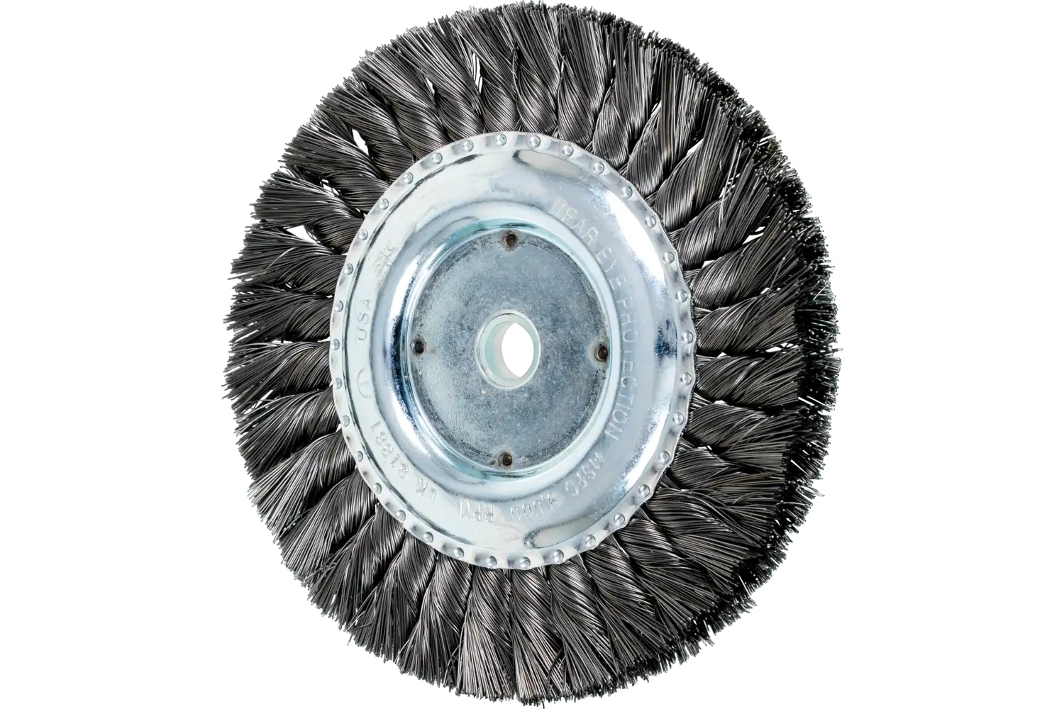 Picture of Pferd Standard Twist Knot Wire Wheel Brush 6" Dia. .014 Carbon Steel 5/8-1/2" Arbor